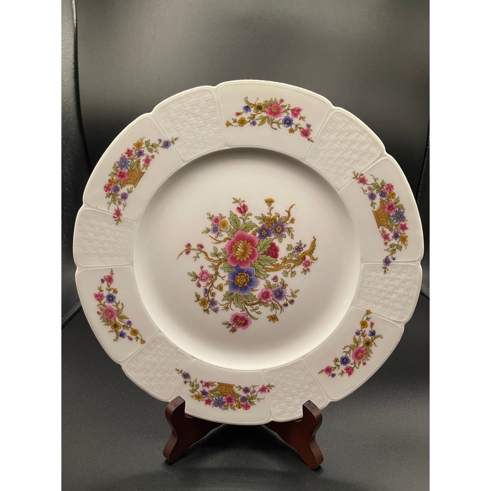 Ch. Field Haviland Limoges France Floral Basketweave Scalloped Plate 9.75"
